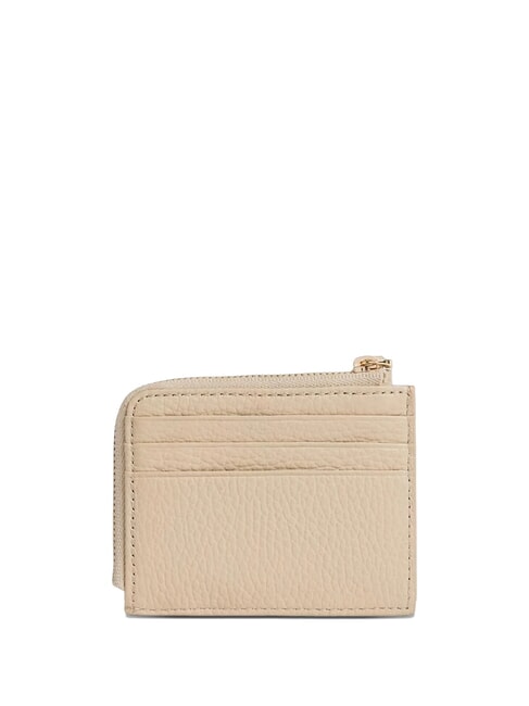 TASSEL Card holder with zip in hammered leather sandshell - Women&rsquo;s Wallets