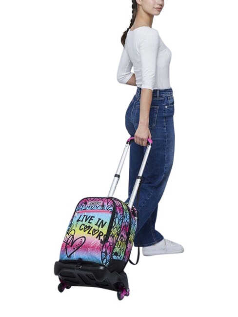 COLOUR EXPRESSION 3-wheel trolley backpack, removable RHODAMINE RED - Backpack trolleys