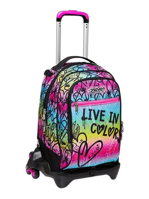 COLOUR EXPRESSION 3-wheel trolley backpack, removable RHODAMINE RED - Backpack trolleys