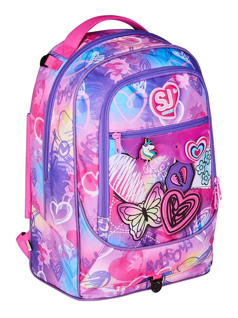 TINYPATCH GIRL 3-wheel trolley backpack, removable BLACK STRIPED FOREST - Backpack trolleys