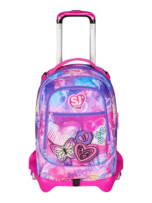 TINYPATCH GIRL 3-wheel trolley backpack, removable BLACK STRIPED FOREST - Backpack trolleys