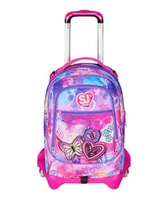 SJGANG TINYPATCH GIRL 3-wheel trolley backpack, removable BLACK STRIPED FOREST - Backpack trolleys - 9
