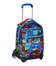 SJGANG GAME-LED 3-wheel trolley backpack, removable FIERY RED - Backpack trolleys - 3