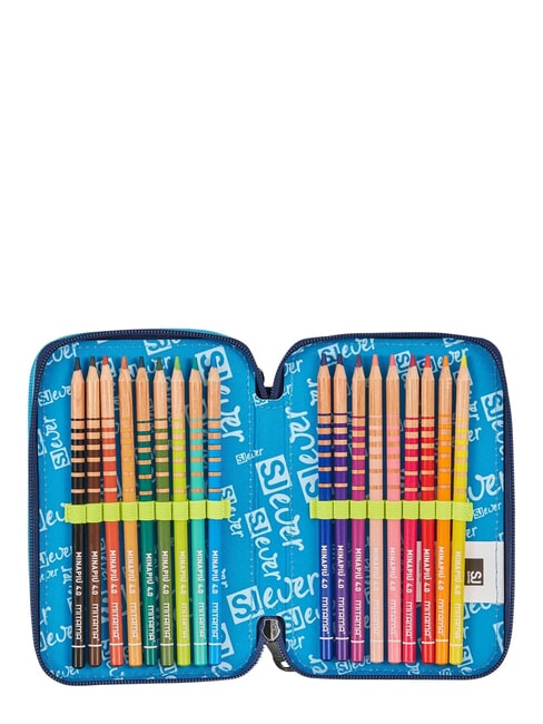 SJ EVER 3-zip pencil case bluebell turquoise - Cases and Accessories