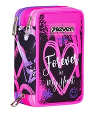 SEVEN GET TOGETHER 3-zip pencil case pink strawberry - Cases and Accessories - 3