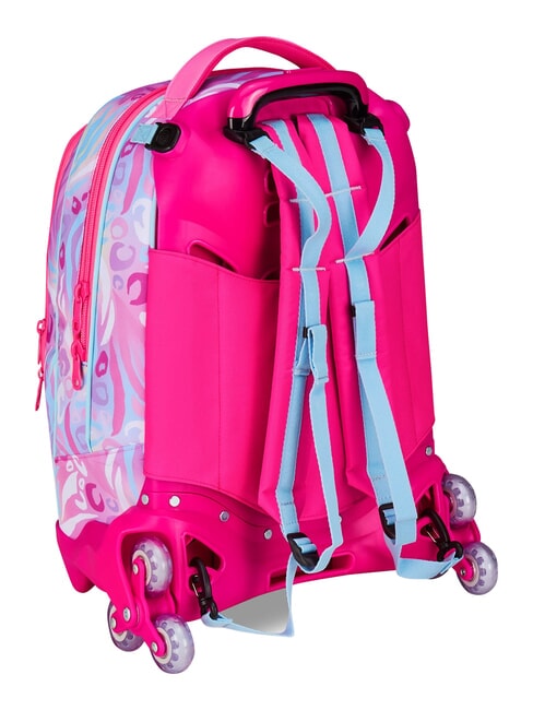 PLUSHY RABBIT 3-wheel trolley backpack, removable pink doll - Backpack trolleys