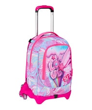 SJGANG PLUSHY RABBIT 3-wheel trolley backpack, removable pink doll - Backpack trolleys - 3