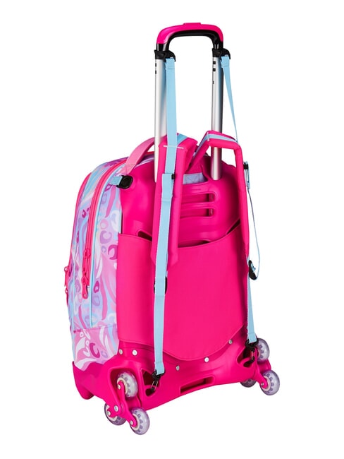 PLUSHY RABBIT 3-wheel trolley backpack, removable pink doll - Backpack trolleys