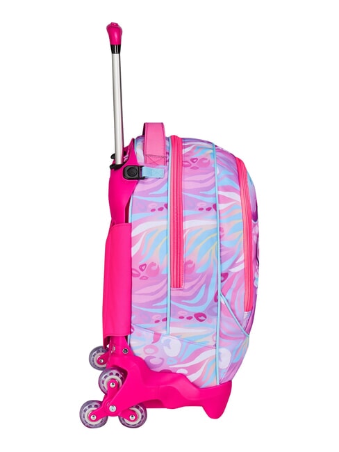 PLUSHY RABBIT 3-wheel trolley backpack, removable pink doll - Backpack trolleys