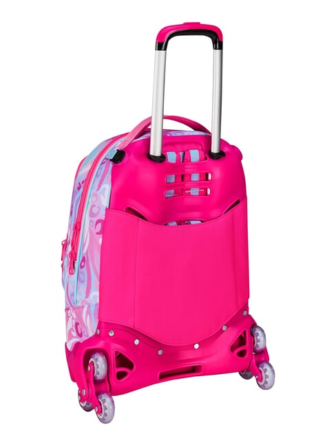PLUSHY RABBIT 3-wheel trolley backpack, removable pink doll - Backpack trolleys