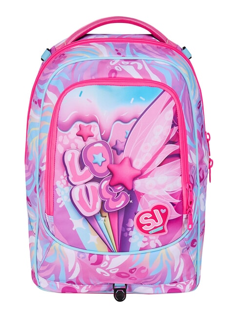 PLUSHY RABBIT 3-wheel trolley backpack, removable pink doll - Backpack trolleys