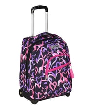 SEVEN LOVELY ELEMENTS 2-wheel trolley backpack, fixed pink strawberry - Backpack trolleys - 3
