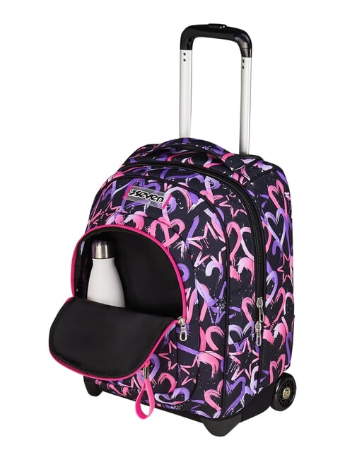 LOVELY ELEMENTS 2-wheel trolley backpack, fixed pink strawberry - Backpack trolleys