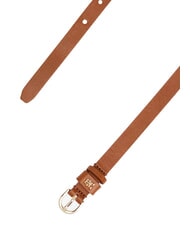 TOMMY HILFIGER TH LOGO Women's thin leather belt cognac - Belts - 4