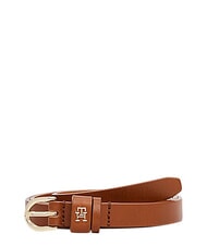 TOMMY HILFIGER TH LOGO Women's thin leather belt cognac - Belts - 2
