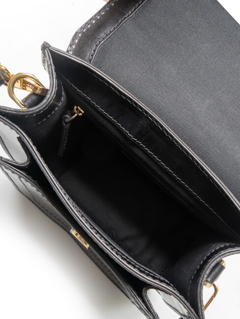 ELBA Leather bag with shoulder flap Black Gold - Women&rsquo;s Bags