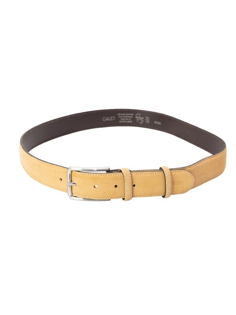 BASIC Leather belt, with embossed logo BEIGE - Belts