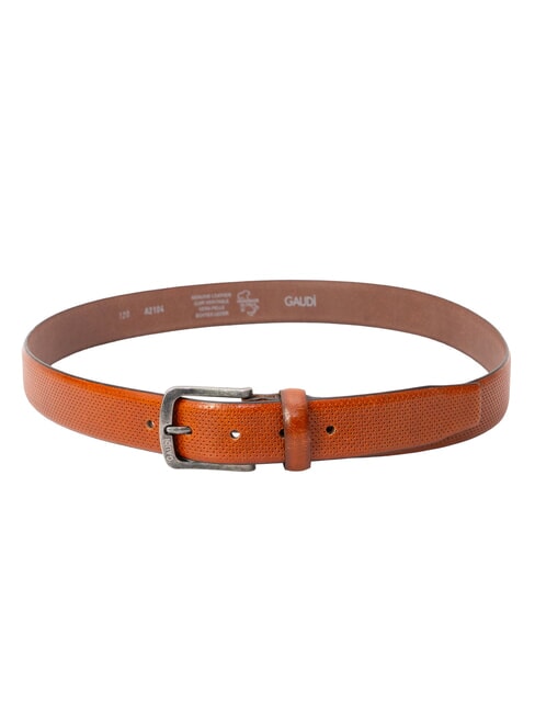 SANTA CROCE Printed, rounded leather belt Tobacco - Belts