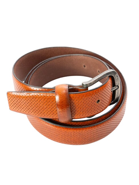 SANTA CROCE Printed, rounded leather belt Tobacco - Belts