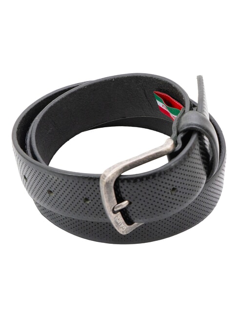 SANTA CROCE Printed, rounded leather belt BLACK - Belts