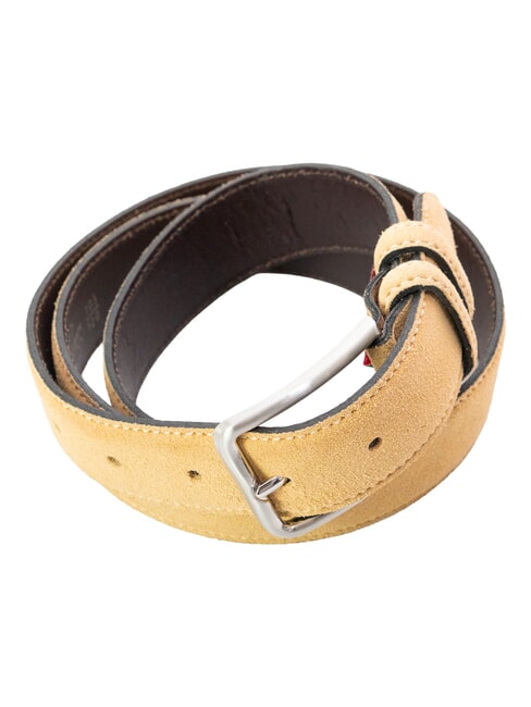 BASIC Leather belt, with embossed logo BEIGE - Belts