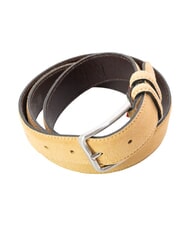 GAUD&Igrave; BASIC Leather belt, with embossed logo BEIGE - Belts - 3