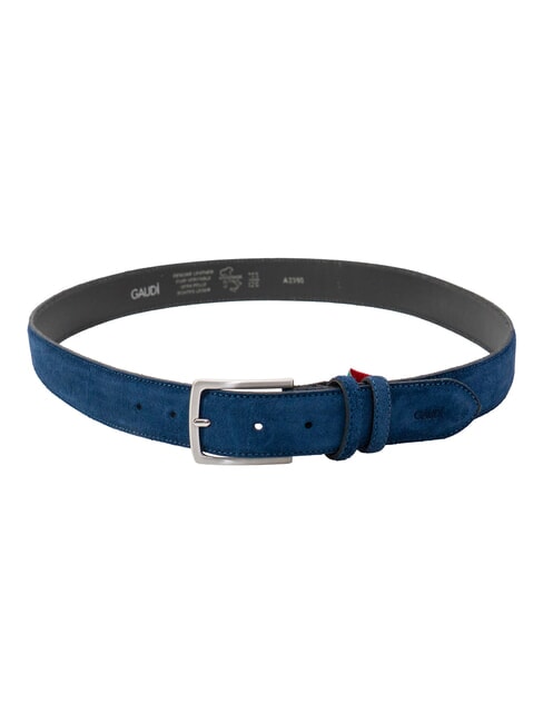 BASIC Leather belt, with embossed logo light blue - Belts