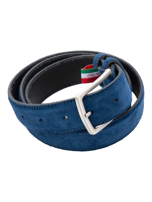 BASIC Leather belt, with embossed logo light blue - Belts