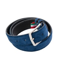 GAUD&Igrave; BASIC Leather belt, with embossed logo light blue - Belts - 3
