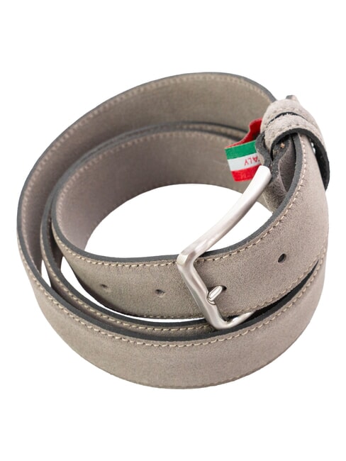 BASIC Leather belt, with embossed logo taupe - Belts