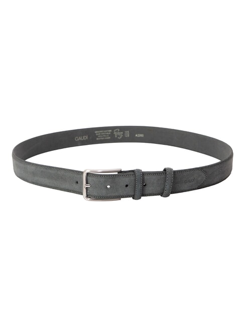 BASIC Leather belt, with embossed logo gray - Belts