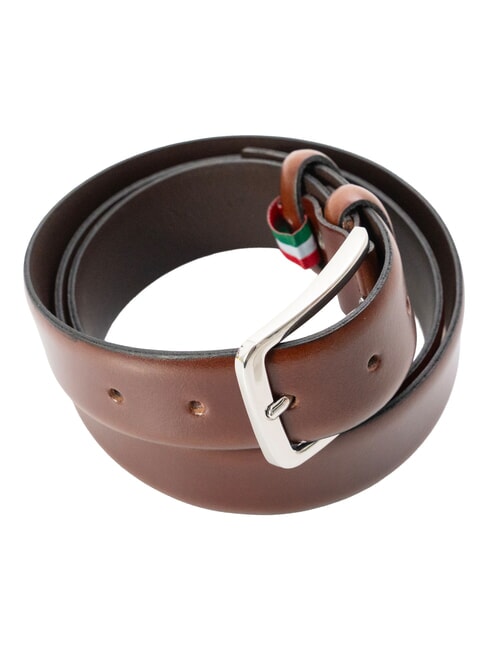BRIDGE Curved leather belt Tobacco - Belts