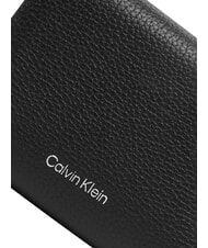 CALVIN KLEIN HARDWARE EMBLEM PEBB Ziparound wallet, in leather on black - Women&rsquo;s Wallets - 3