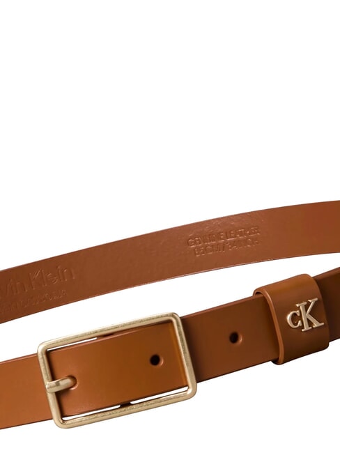 CLASSIC BUCKLE Leather belt argan oil / antique light gol - Belts