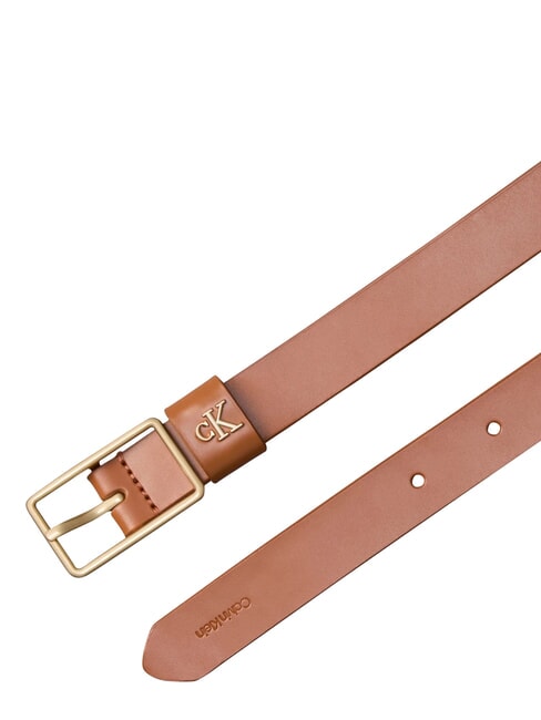 CLASSIC BUCKLE Leather belt argan oil / antique light gol - Belts
