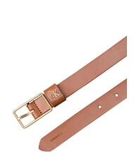 CALVIN KLEIN CLASSIC BUCKLE Leather belt argan oil / antique light gol - Belts - 4