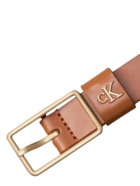 CLASSIC BUCKLE Leather belt argan oil / antique light gol - Belts