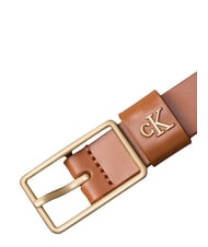 CALVIN KLEIN CLASSIC BUCKLE Leather belt argan oil / antique light gol - Belts - 5