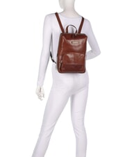 THE BRIDGE IOLANDA Backpack with front pocket, in leather BROWN - Women&rsquo;s Bags - 5