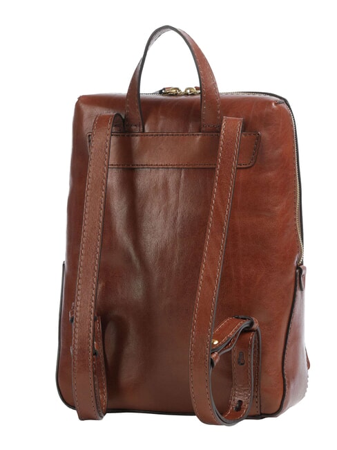 IOLANDA Backpack with front pocket, in leather BROWN - Women&rsquo;s Bags