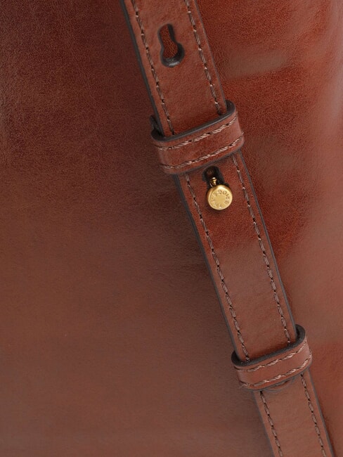 IOLANDA Backpack with front pocket, in leather BROWN - Women&rsquo;s Bags