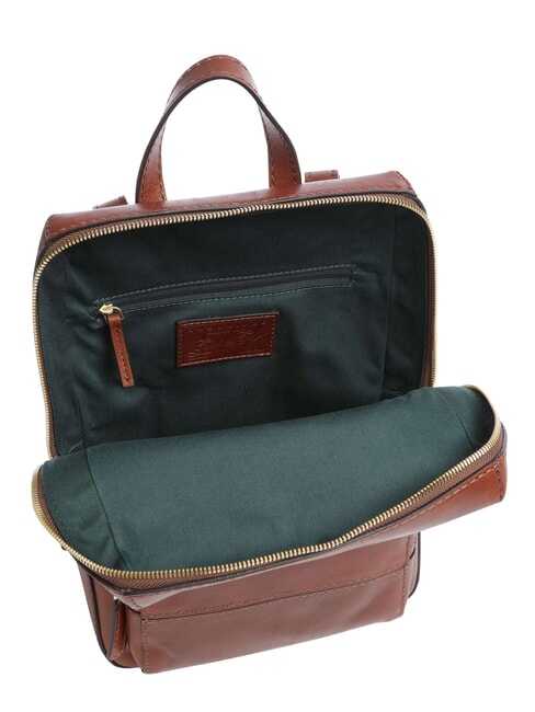 IOLANDA Backpack with front pocket, in leather BROWN - Women&rsquo;s Bags