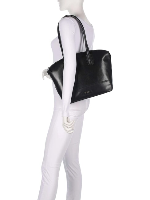 IOLANDA Leather shoulder shopping bag Black Gold - Women&rsquo;s Bags