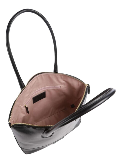 IOLANDA Leather shoulder shopping bag Black Gold - Women&rsquo;s Bags