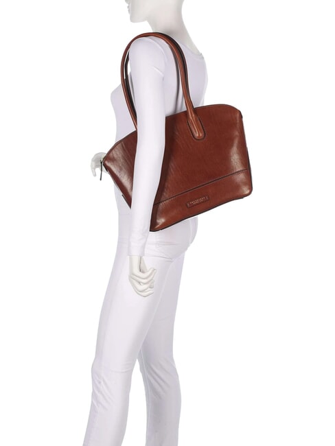IOLANDA Leather shoulder shopping bag BROWN - Women&rsquo;s Bags
