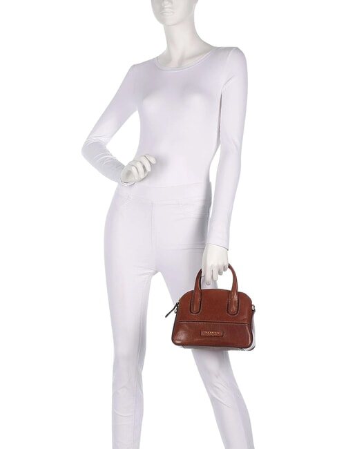 IOLANDA Mini handbag, with shoulder strap, in leather BROWN - Women&rsquo;s Bags