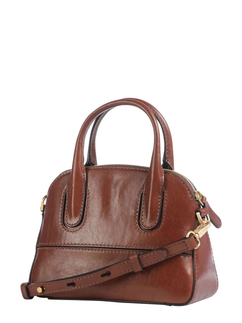IOLANDA Mini handbag, with shoulder strap, in leather BROWN - Women&rsquo;s Bags