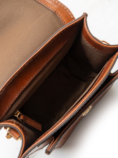 ELBA Leather bag with shoulder flap BROWN - Women&rsquo;s Bags