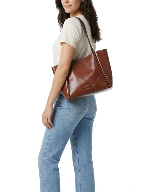 ICONS Leather shopper bag with clutch BROWN - Women&rsquo;s Bags