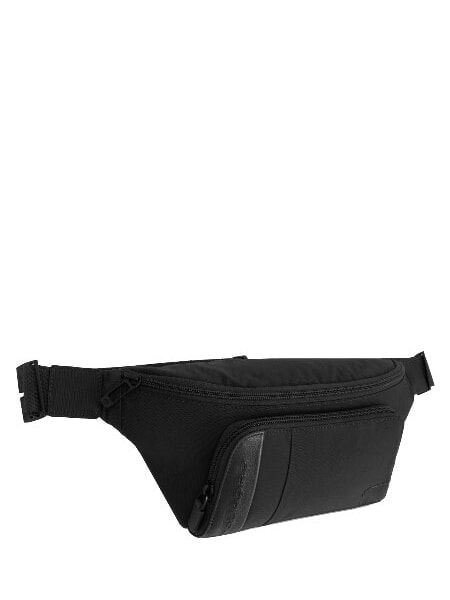 P16PLUS SPCIAL Recycled fabric and leather bum bag Black - Hip pouches